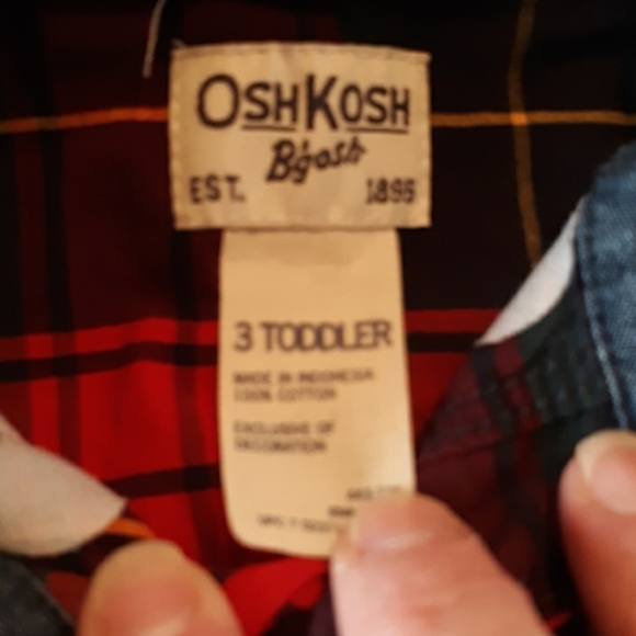 Oshkosh 'B Gosh red plaid 3t shirt - Picture 3 of 3